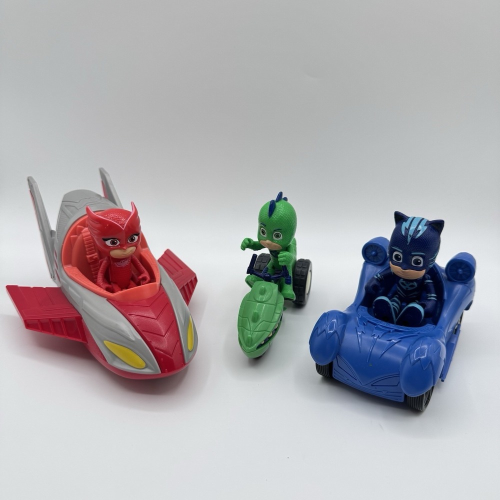 PJ Masks Lot 3 Vehicles & Figures Catboy Owlette Gekko Just Play Disney Toys